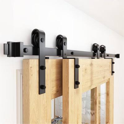 5ft Single Track Bypass Sliding Barn Door Hardware Kit C869057