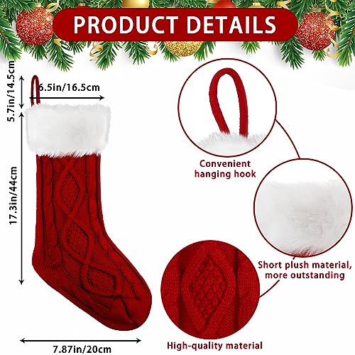 6 Pack Christmas Stockings, 18 Inches Cable Knitted with Name Tags R814643