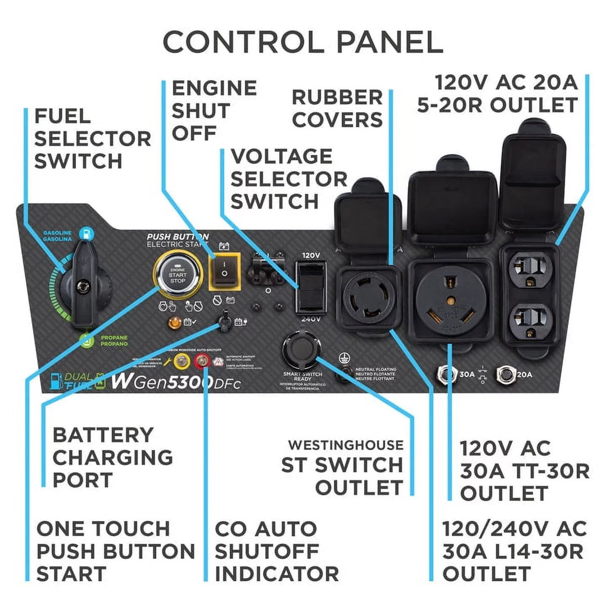 6600 Peak Watt Dual Fuel Portable Generator I690683
