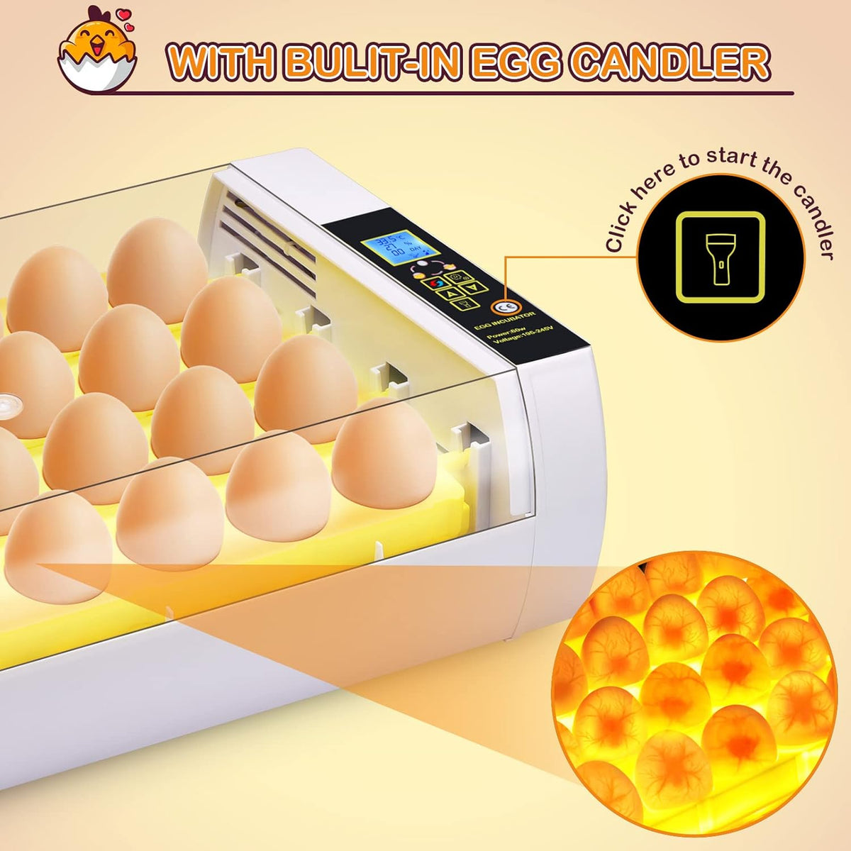 24 Eggs Incubator with Automatic Turning Temperature and Humidity Control Pack of 2 B2639