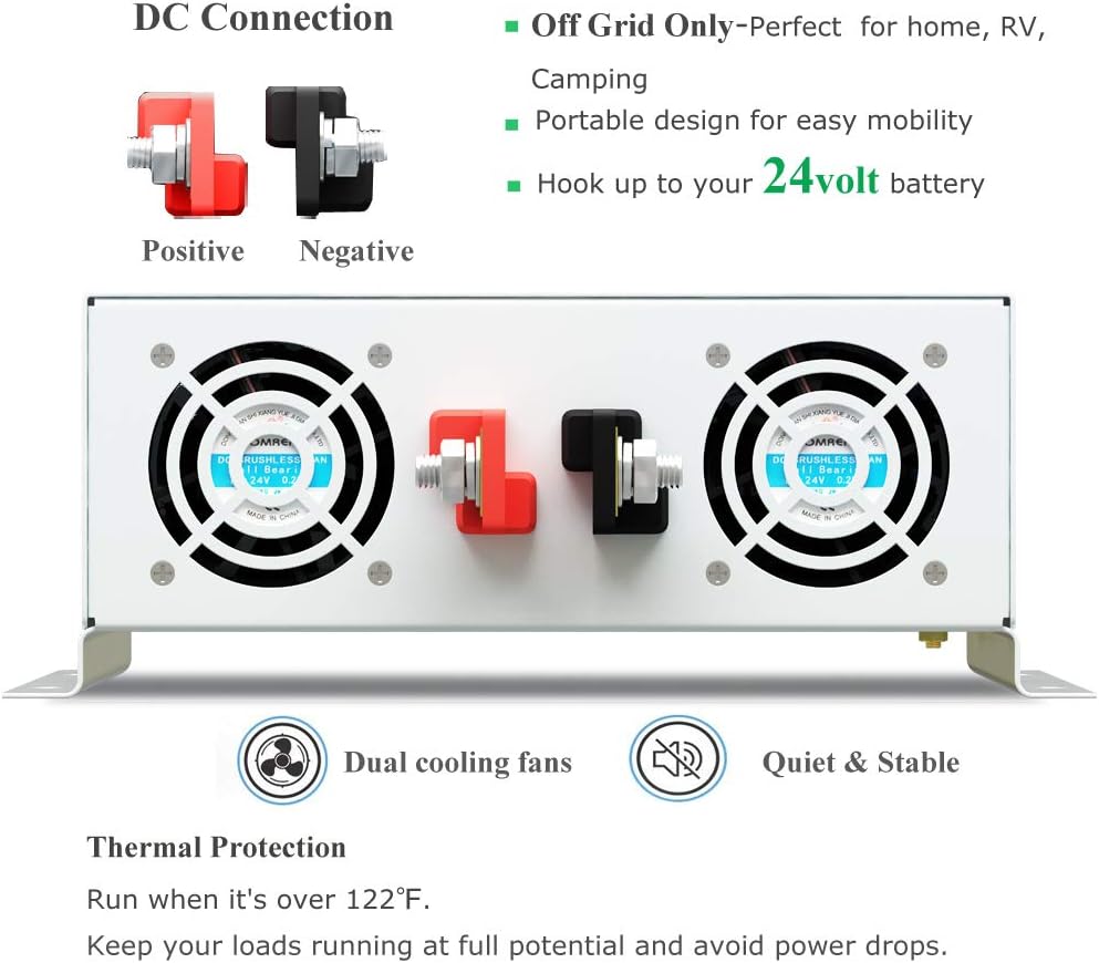 3500W Pure Sine Wave Power Inverter DC 24V to 110V 120V AC A450286