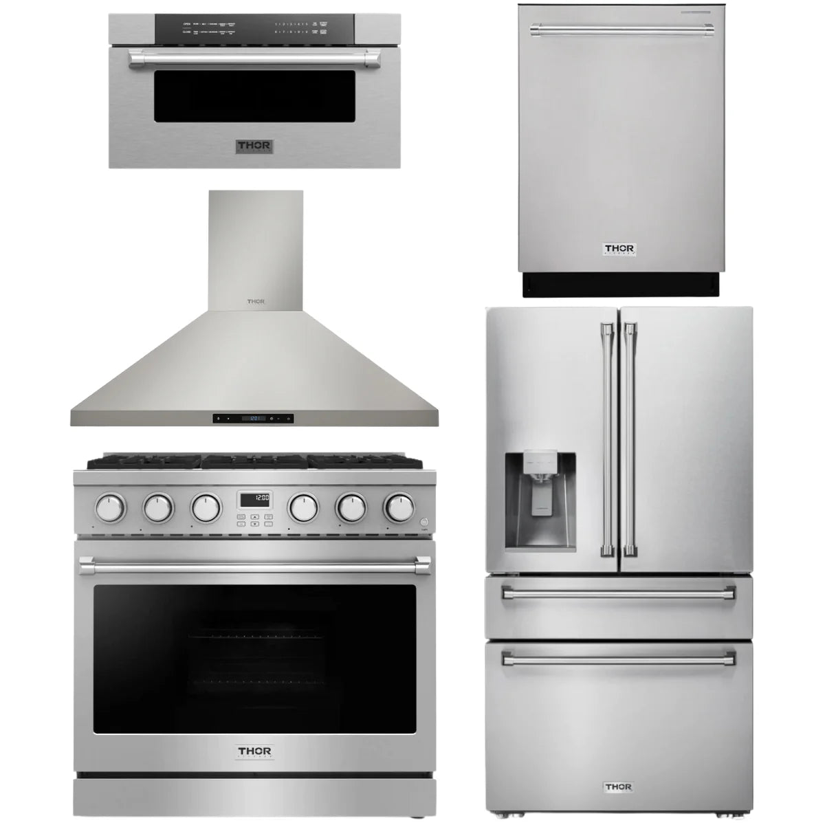 36 Gas Range, Range Hood, Refrigerator, Dishwasher and Microwave I2101
