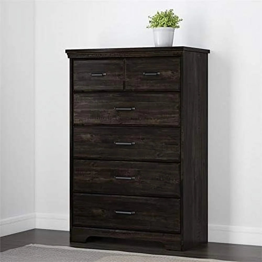 Dark Grey 5 Drawer Wood Dresser U350693