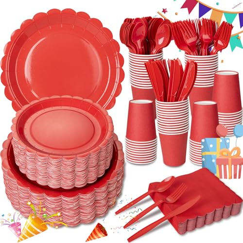 350 Pcs Ivory Paper Plates and Napkins Party Supplies Set W31344