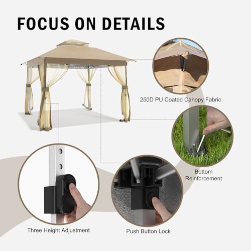 10x10 Pop Up Gazebo with Mosquito Nettings R6389
