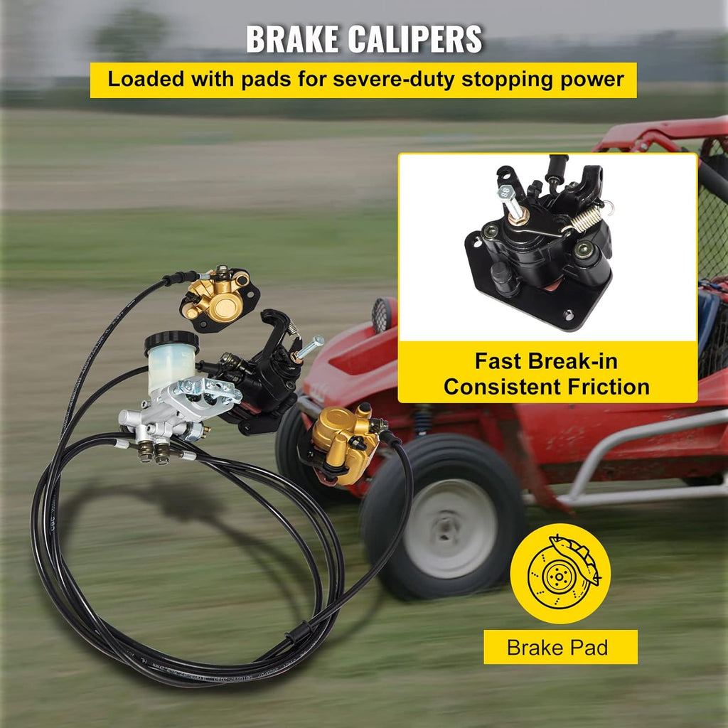 150cc Go Kart Hydraulic Brake Kit with Master Cylinder, Hose, Caliper, Pad S97725