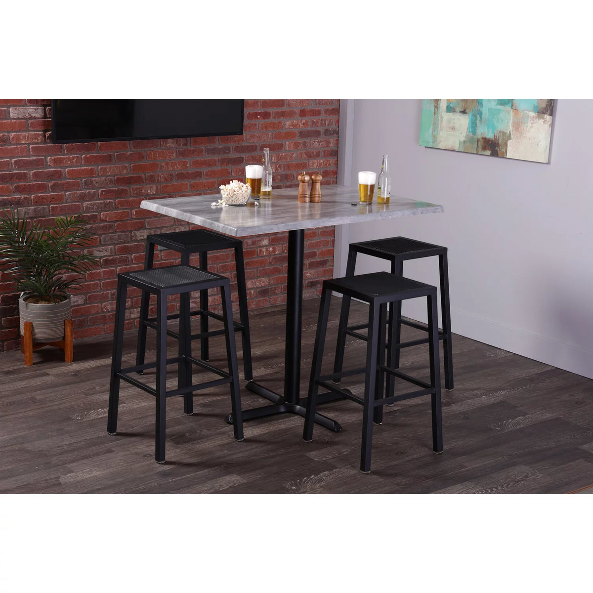 36 in. Tall Round Table with 30 in. Dia. White Ash Top D623
