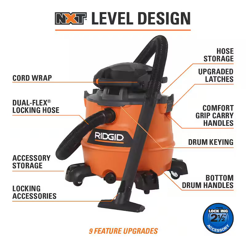16 Gallon 6.5 Peak HP Wet/Dry Shop Vacuum with Detachable Blower T31106