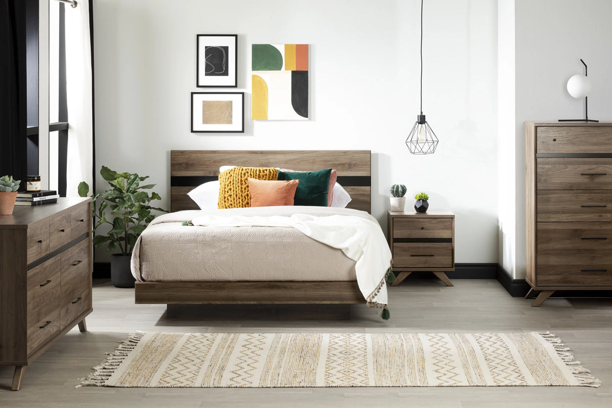 5 Drawer Dresser Natural Walnut and Matte Black T21873