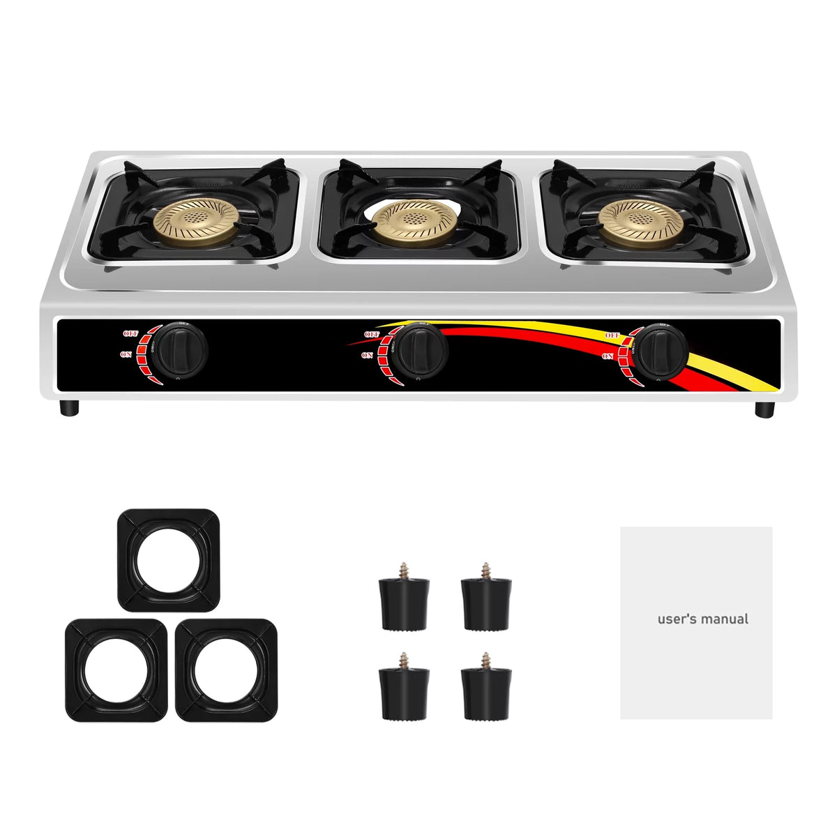 3 Burner Stainless Steel Portable Camping Gas Stove U173195
