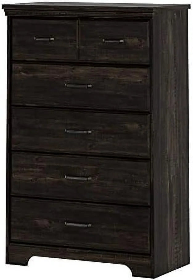 Dark Grey 5 Drawer Wood Dresser U350693
