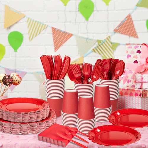 350 Pcs Ivory Paper Plates and Napkins Party Supplies Set W31344