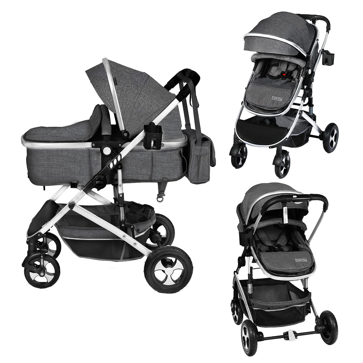 2 in 1 Convertible Baby Stroller Dark Grey U4806