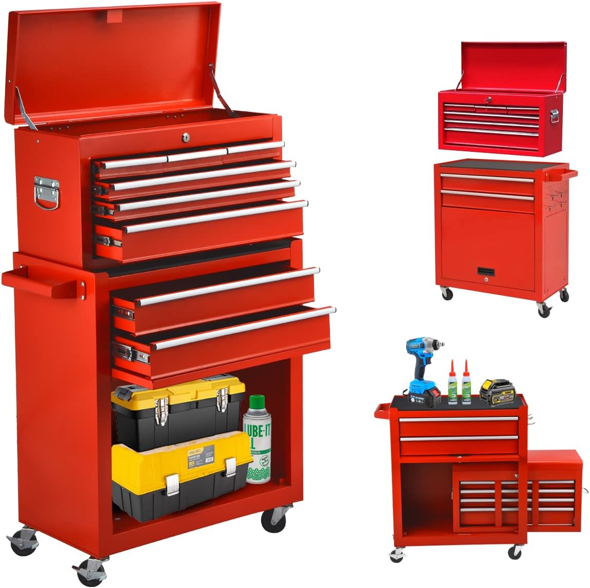 8 Drawer Rolling Metal Tool Chest J3867