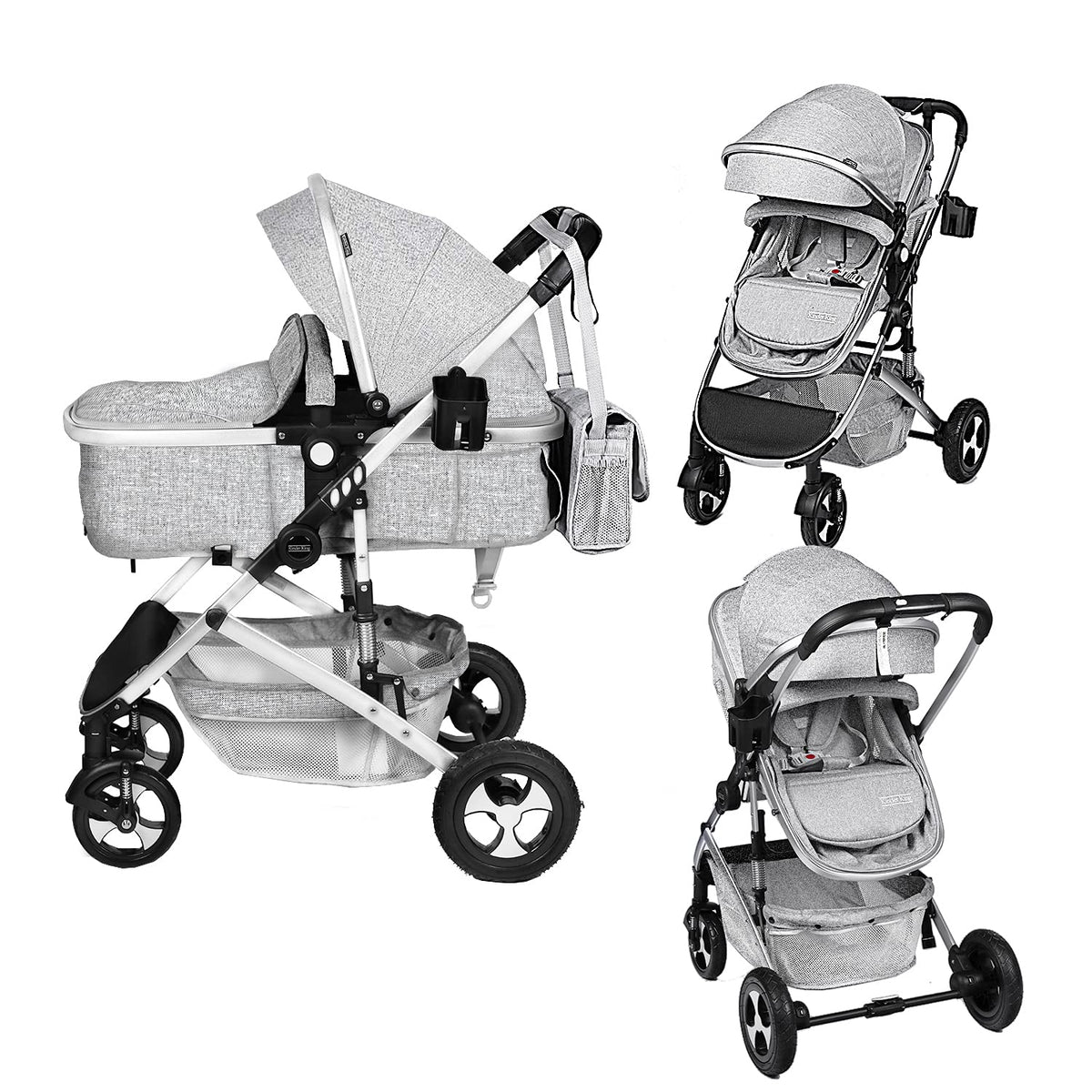 2 in 1 Convertible Baby Stroller Dark Grey U4806