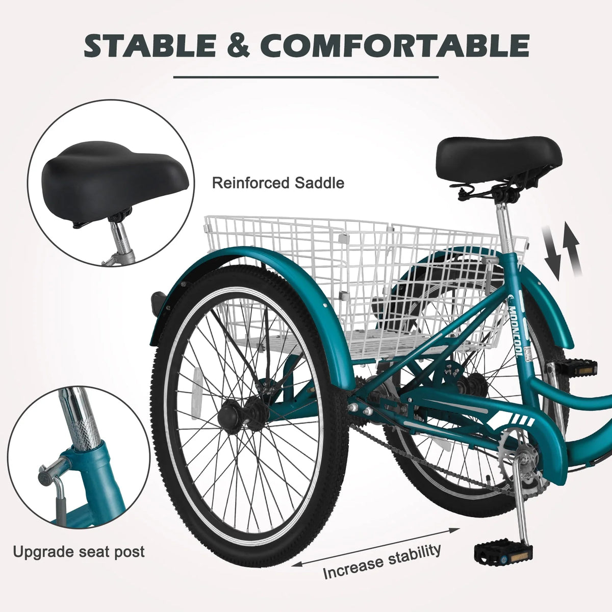 24 Inch Single Speed Adult Tricycle with Basket E6357