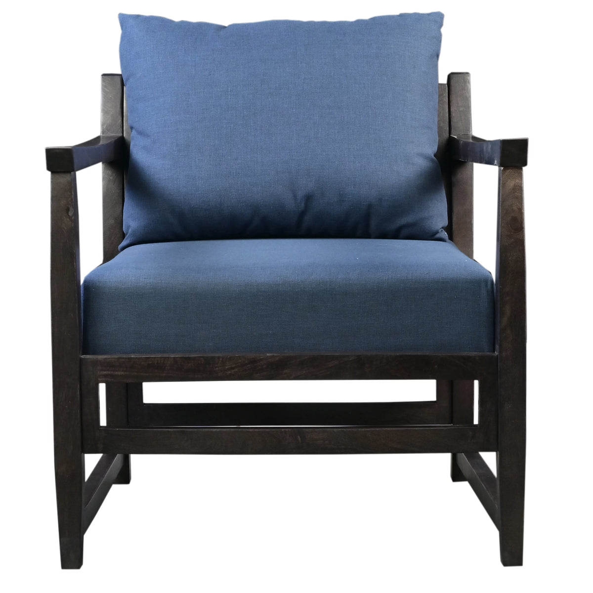 27 Inch Mango Wood Accent Chair with Pillow Back P706
