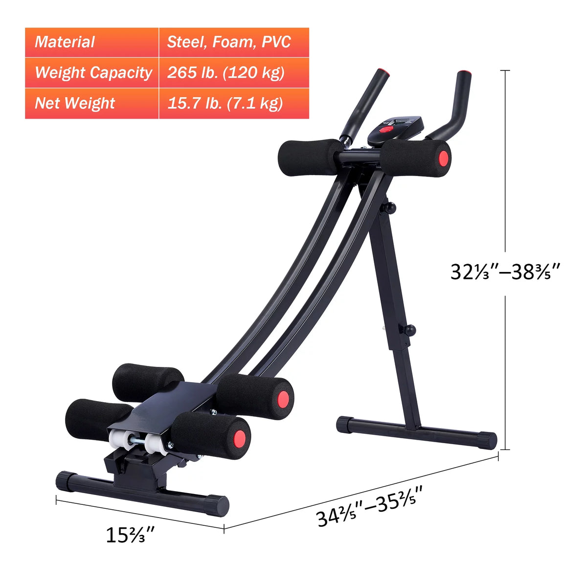 Ab Core Trainer with Display and 4 Incline Levels V54659