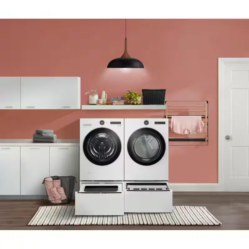 27 in. White Laundry Pedestal with Storage Drawer A304077
