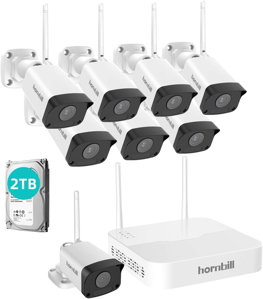 1080P Wireless Security Camera System, 8CH 8pcs Outdoor IP Camera with 2TB Hard Drive V691191