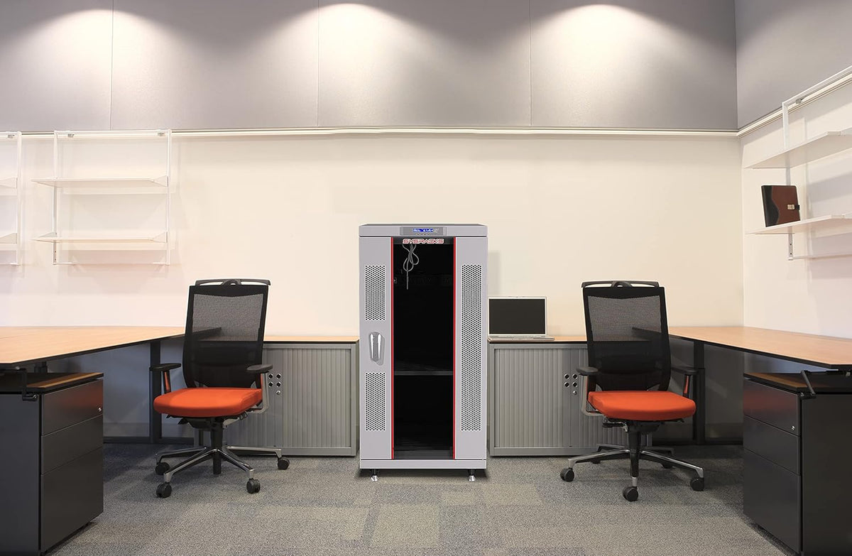 22U 35 Inch Deep Grey White Server Rack Cabinet Enclosure on Wheels W966