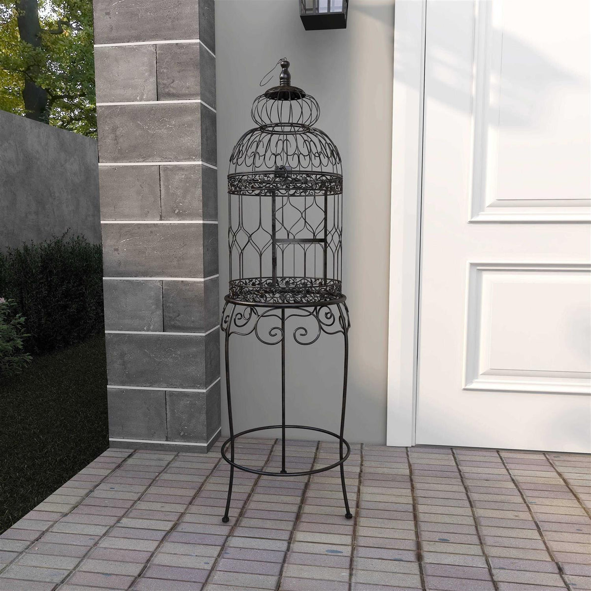 Black Metal Birdcage with Stand K95904