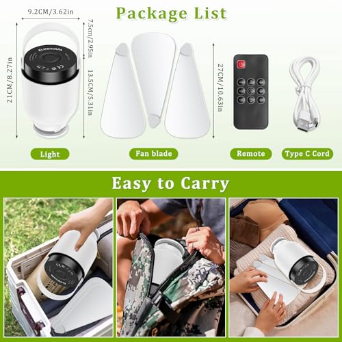 2 in 1 Rechargeable Camping Fan with LED Lantern H265