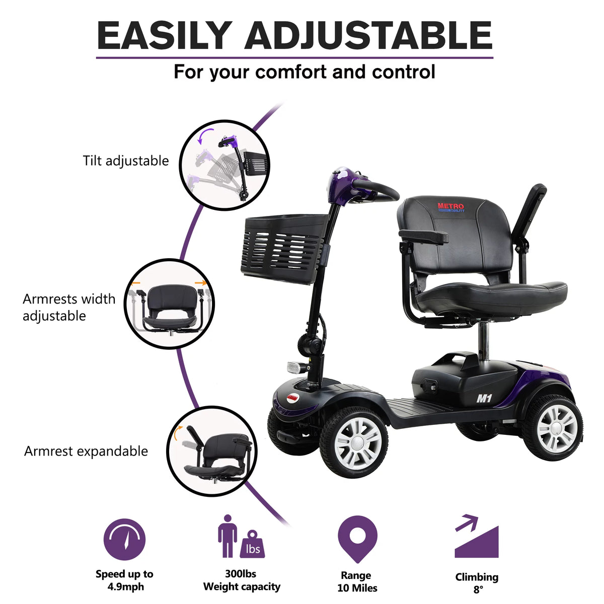 4-Wheel Electric Mobility Scooter with Head Light C5098