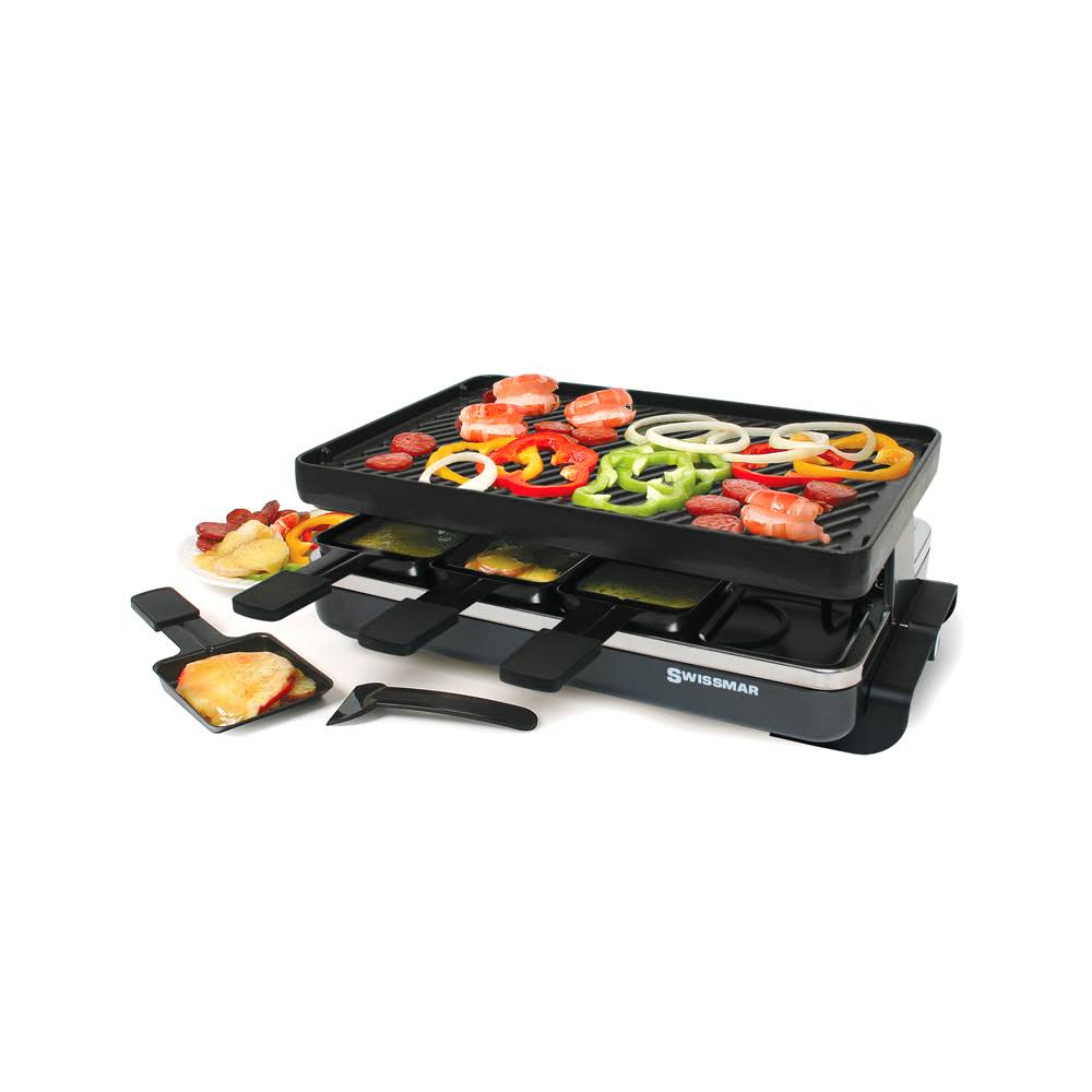 8-Person Raclette with Reversible Cast Iron Grill Plate, Black G425040