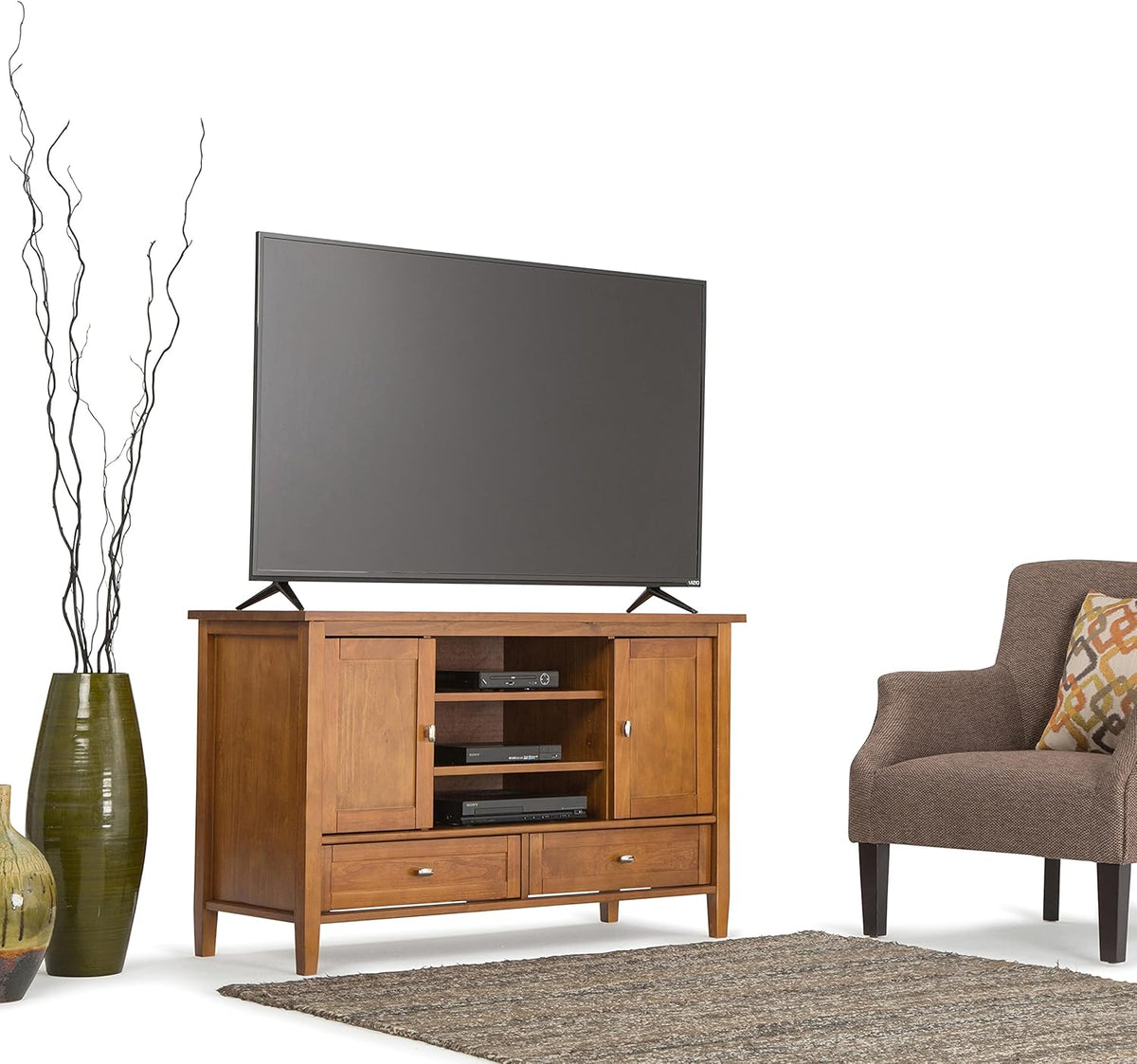 47 inch Wide Rustic Natural Aged Brown Solid Wood TV Media Stand W189907