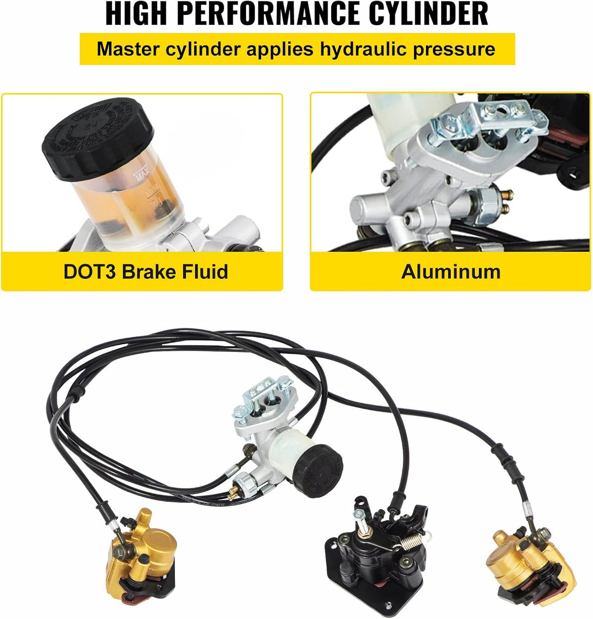 150cc Go Kart Hydraulic Brake Kit with Master Cylinder, Hose, Caliper, Pad S97725