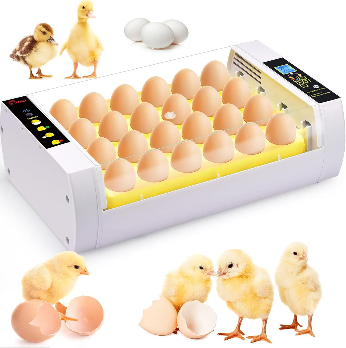 24 Eggs Incubator with Automatic Turning Temperature and Humidity Control Pack of 2 B2639