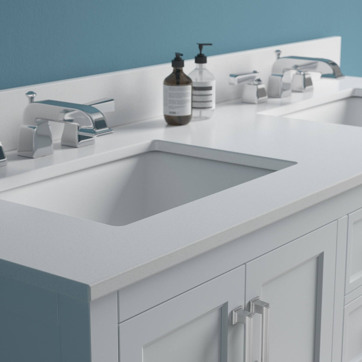 61x22 Quartz Vanity Top with Backsplash V1020