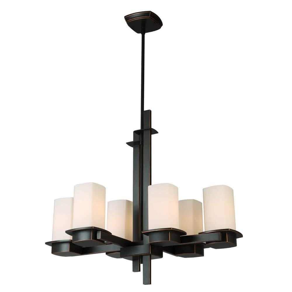 6 Light 26 inch Chandelier Oil Rubbed Bronze Frosted Opal Glass E917