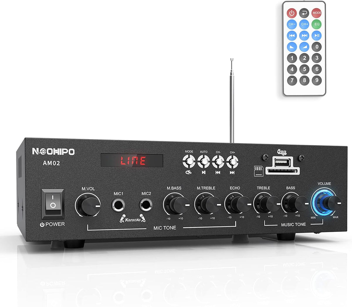 300Watts Bluetooth 5.0 Class AB Stereo Audio Receiver Amplifier 2 Channel Power Amp Pack of 2 G247