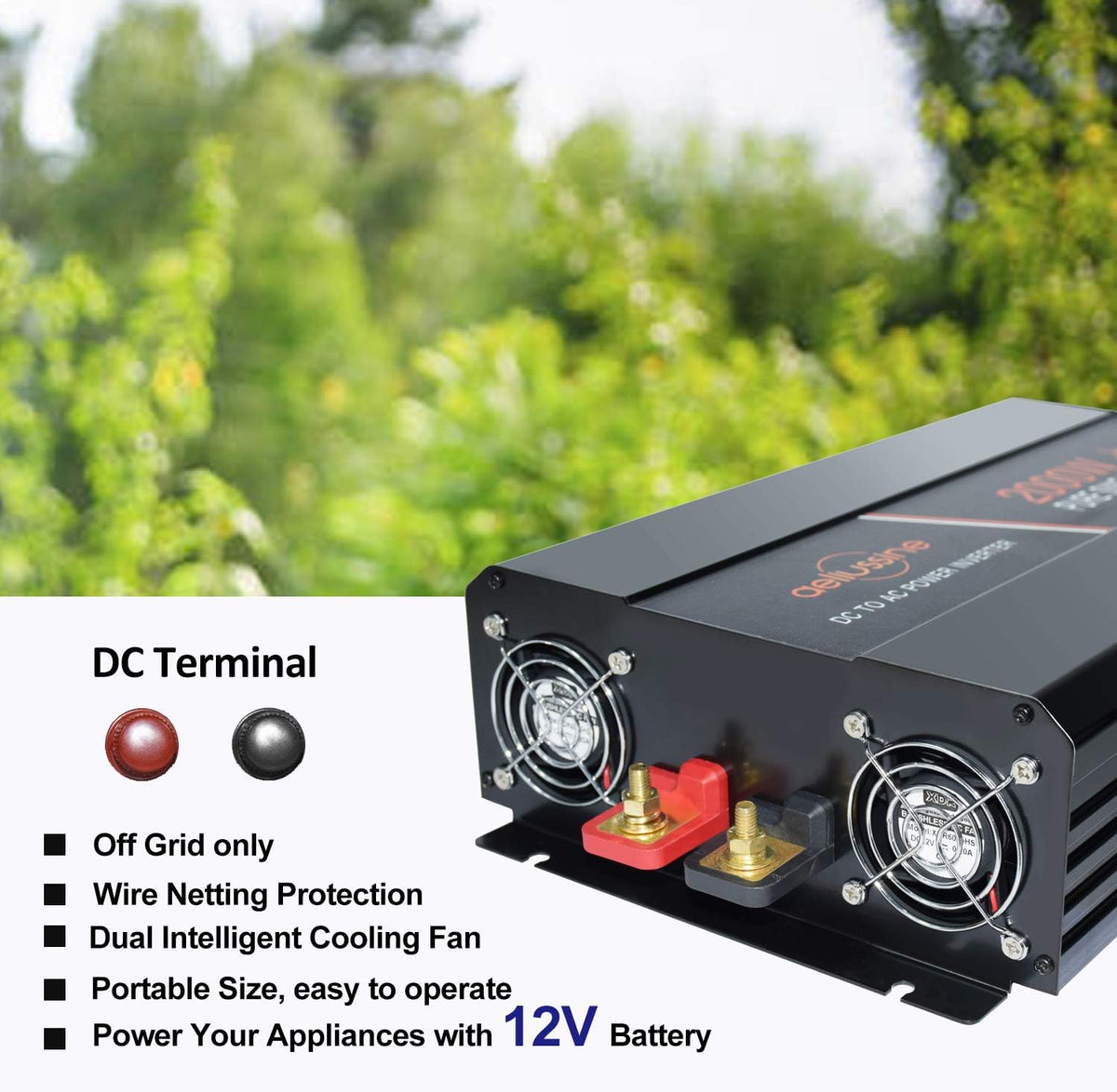 2000 Watt Pure Sine Wave Inverter 12v dc to ac 120v with LCD Display P756980