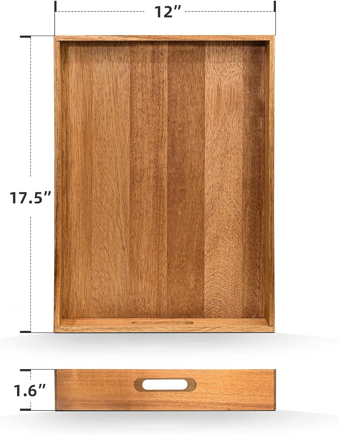 Acacia Wood Serving Tray with Handles 17 Inches Q61832