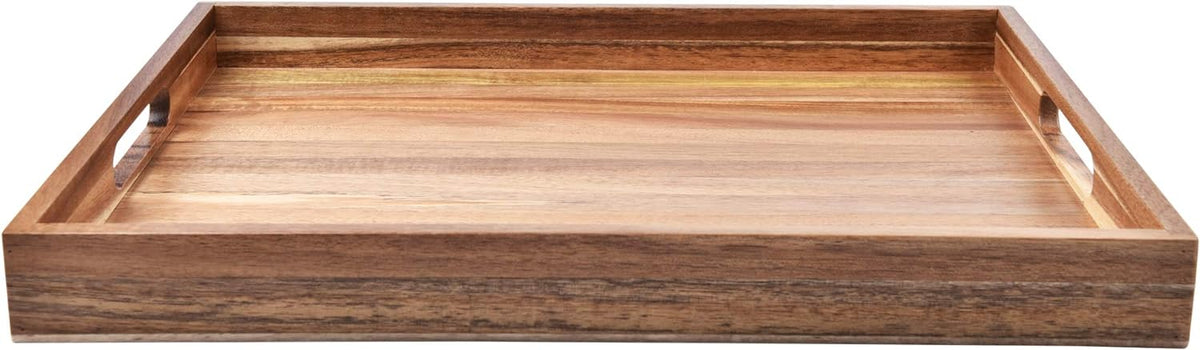 Acacia Wood Serving Tray with Handles 17 Inches Q61832