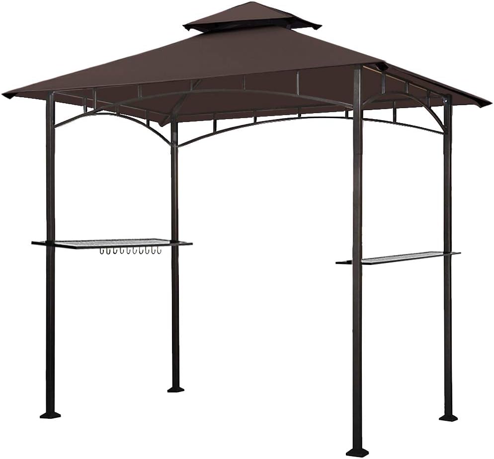 5x8 Grill Gazebo with Double Tier Canopy and Steel Frame H366930