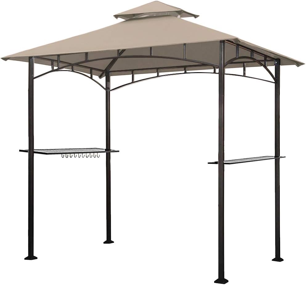 5x8 Grill Gazebo with Double Tier Canopy and Steel Frame H366930