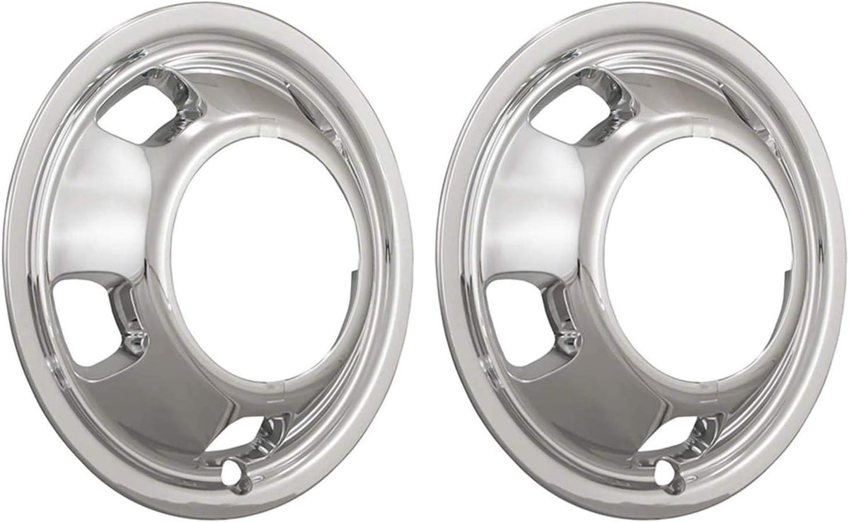 2 New Chrome 17 inch Front Wheel Skins Hubcaps Covers Pair N85558