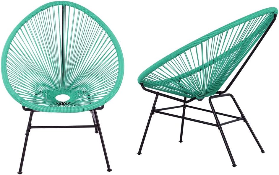 2 Piece Turquoise All-Weather Oval Weave Lounge Chair B105