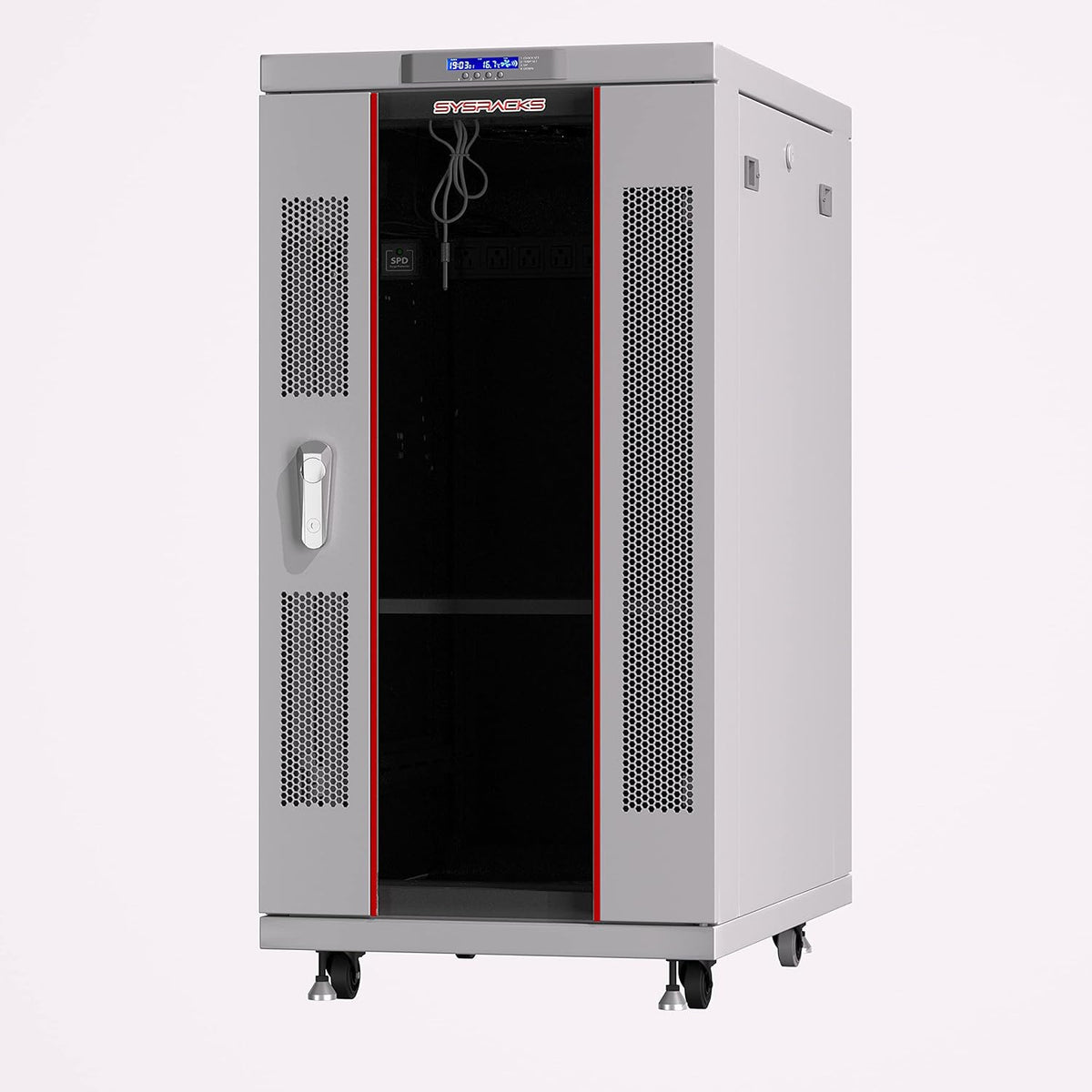 22U 35 Inch Deep Grey White Server Rack Cabinet Enclosure on Wheels W966