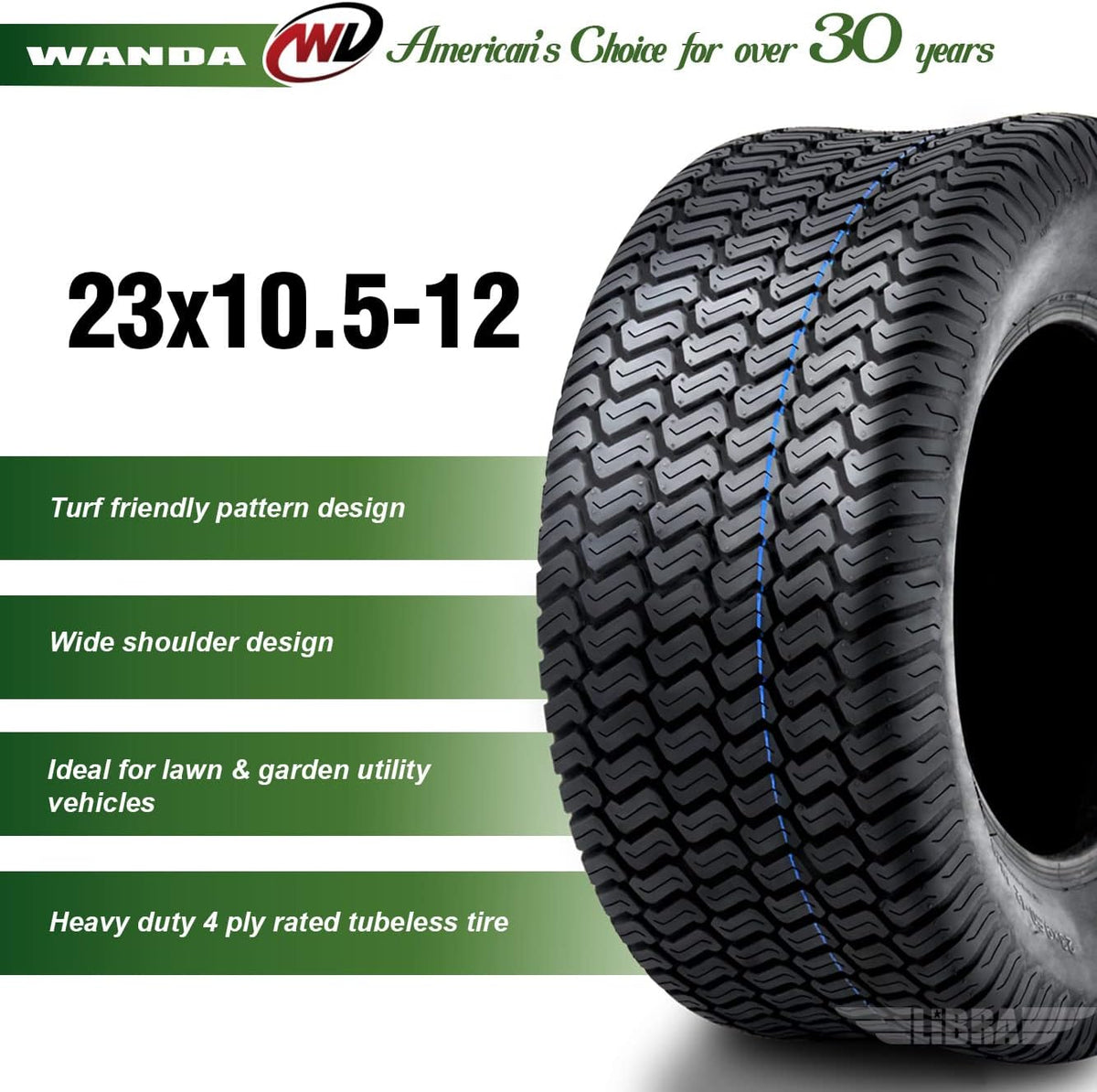 23x10.5-12 Lawn Mower Turf Tire Pack of 2 T7101
