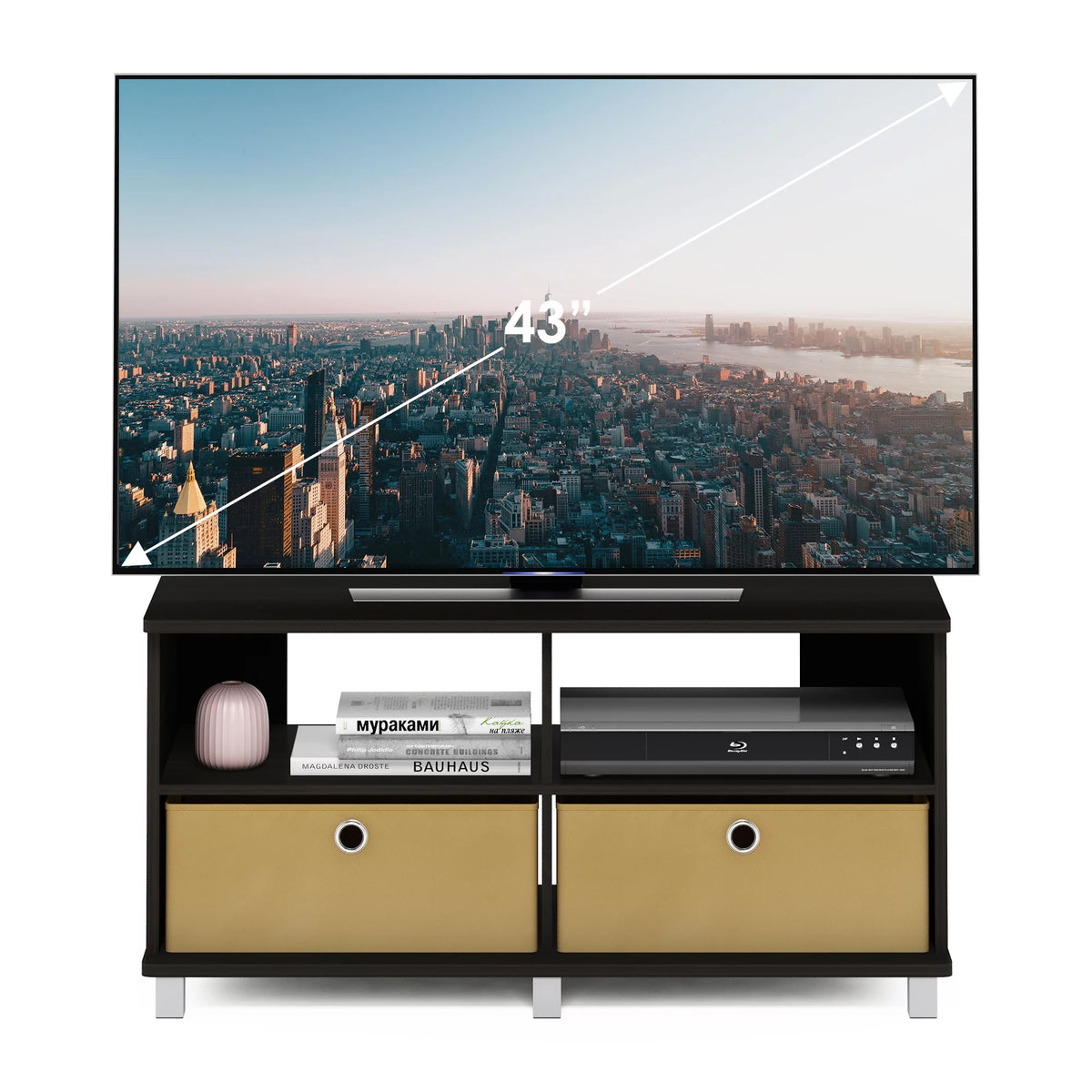 38 Inch 2 Drawer Entertainment Center TV Stand, Brown I379718