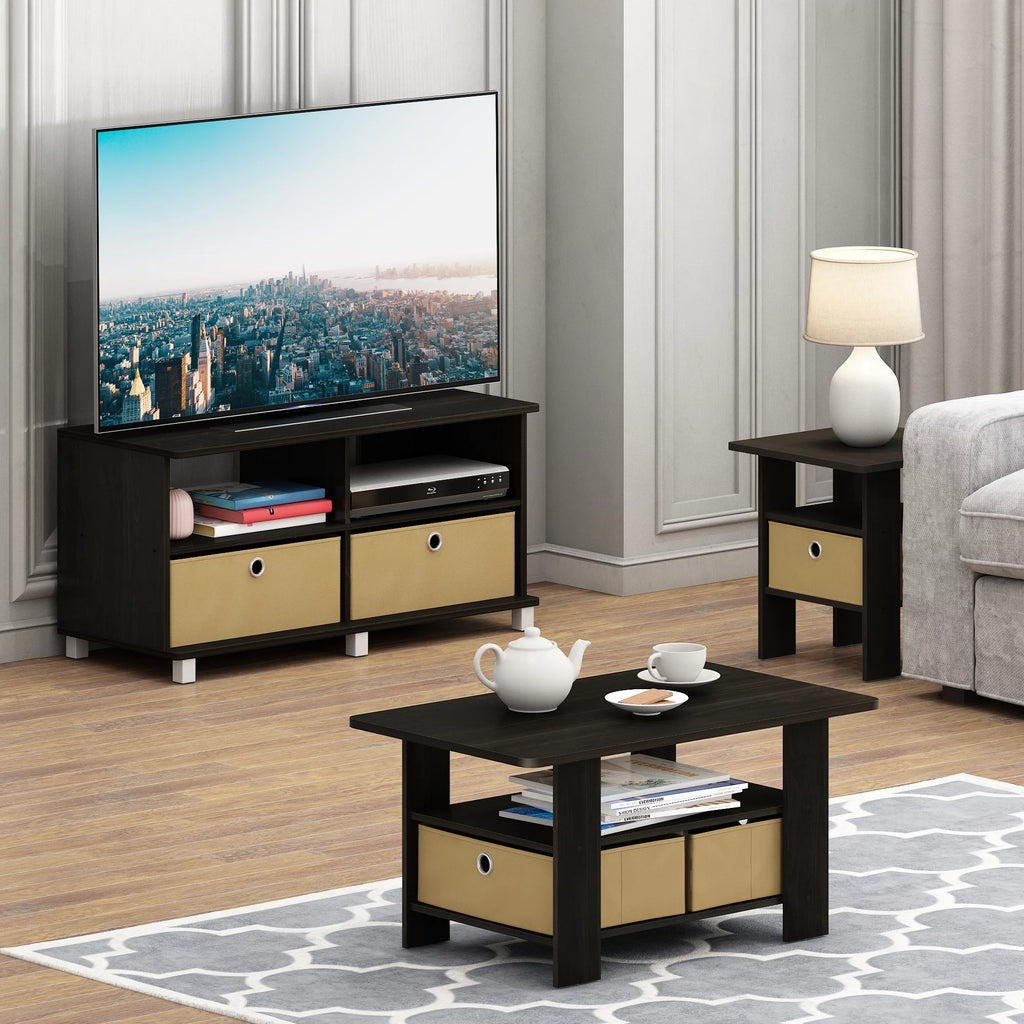 38 Inch 2 Drawer Entertainment Center TV Stand, Brown I379718
