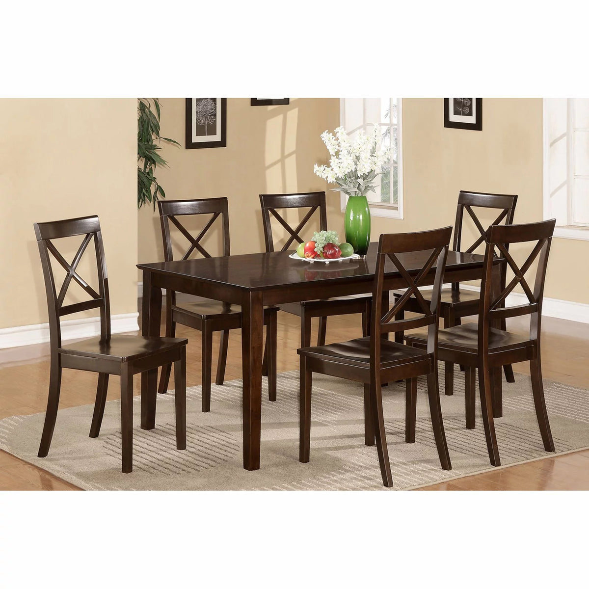 5 Piece Rectangular Dining Table Set with Wooden Seat Chairs H688224