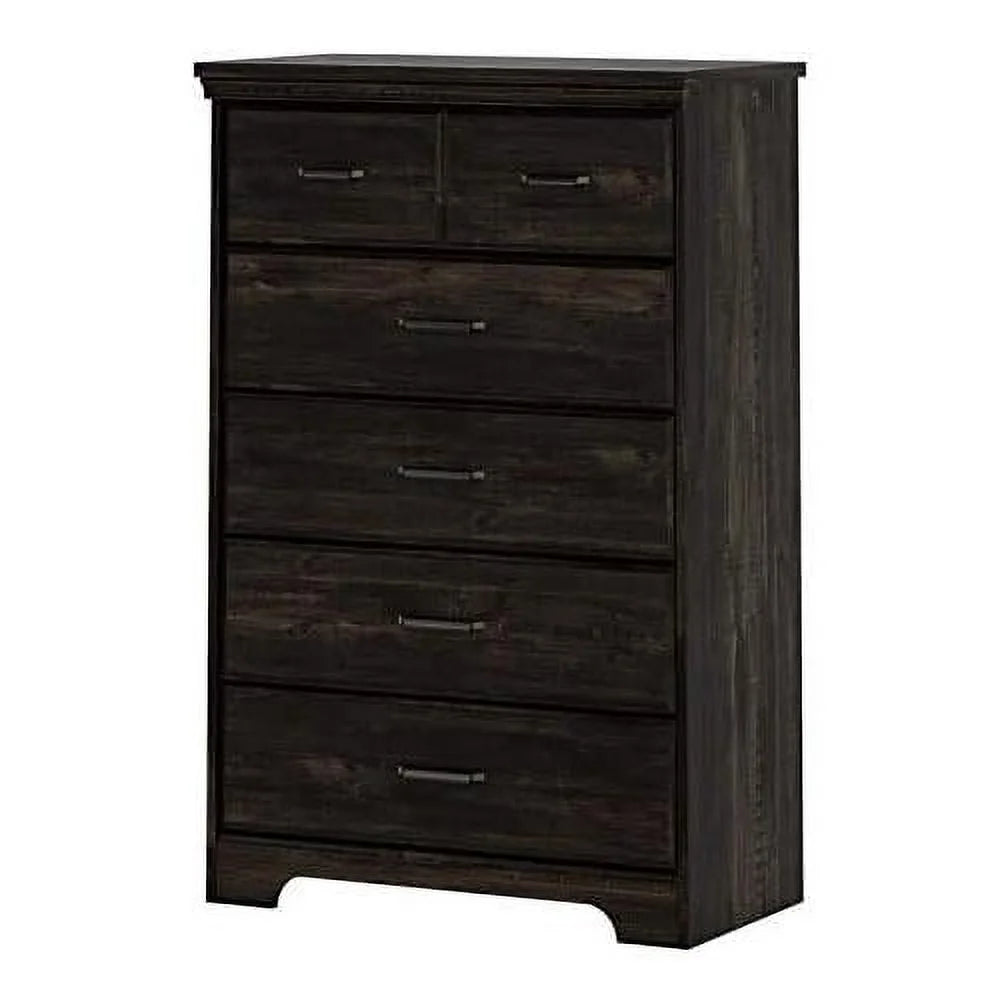 Dark Grey 5 Drawer Wood Dresser U350693
