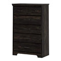 Dark Grey 5 Drawer Wood Dresser U350693