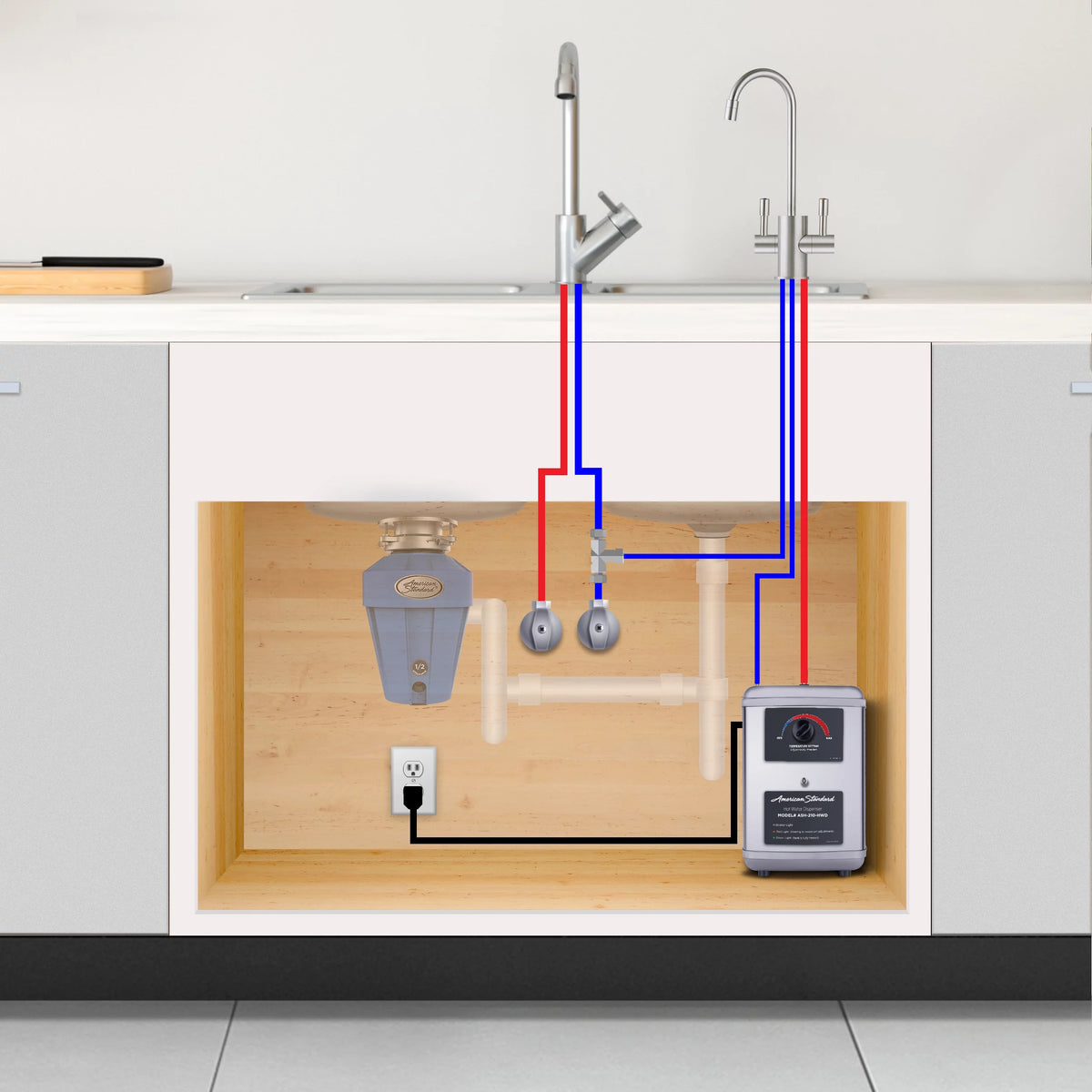 1300W Single Handle Brushed Nickel Kitchen Hot Water Dispenser P43457